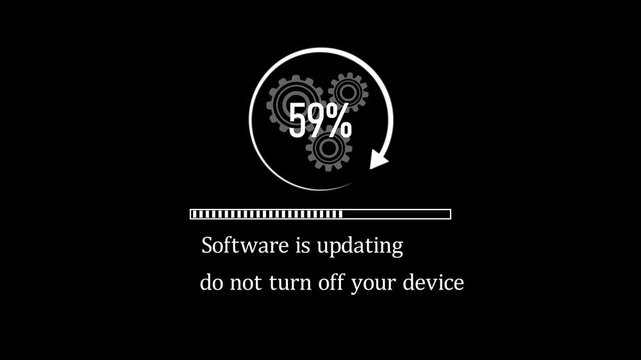 Operating system, Firmware, OS upgrade with loading progress screen. Software update to improve functionality in the new version. Fix or patch security bugs.