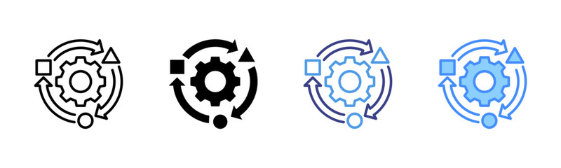 Adaptability icon set multiple style collection