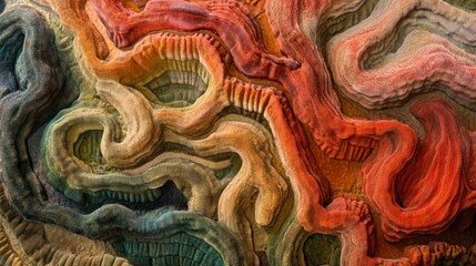 The texture of a giant brain coral, its labyrinthine grooves and valleys, vibrant colours, underwater close-up