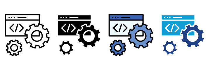 Technology  Digital Icon Set Multiple Style Collection. Laptop, Smartphone, Tablet, Desktop PC, Server, Cloud Computing, Artificial Intelligence, Robot, Microchip, Circuit Board, Coding, Keyboard, Mo
