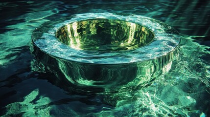 Submerged magnetic field generator, creating a protective bubble for an underwater habitat, shimmering energy effect, advanced physics