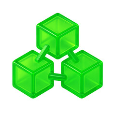3D Neon Green Blockchain Network Cubes Representing Decentralized System