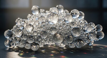 Mesmerizing orbs: An ethereal cluster of reflective spheres with intricate details