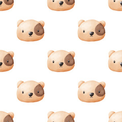 Seamless Pattern of Watercolor Dog