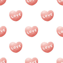 Seamless Pattern of Watercolor Heart
