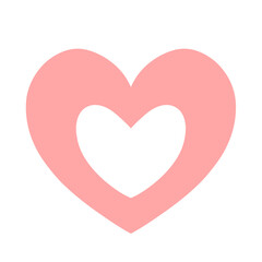 シンプルな2重のハート 手描きイラスト アイコン 赤