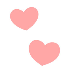 シンプルな2つのハート 手描きイラスト アイコン 赤