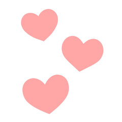 シンプルな3つのハート 手描きイラスト アイコン 赤