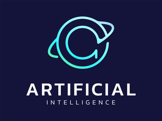 Artificial Intelligence featuring the Letter A Vector Logo Design Concept. Abstract AI icon with digital glow and sphere, perfectly suitable for technology, computing, business, and innovation, ui.