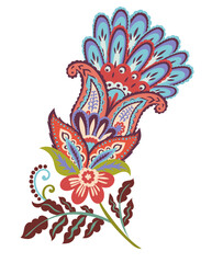 Folk Floral Peacock Style Ornament