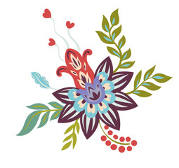 Folk Floral Bloom With Branches