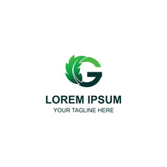 Natural Environment Leaf Initial Letter G Logo Concept with Creative Illustration
