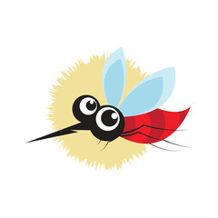 Obraz premium Cute Red Cartoon Mosquito with Big Eyes Illustration