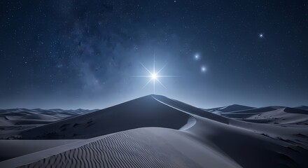 Bright Bethlehem Star Over Silent Desert Dunes