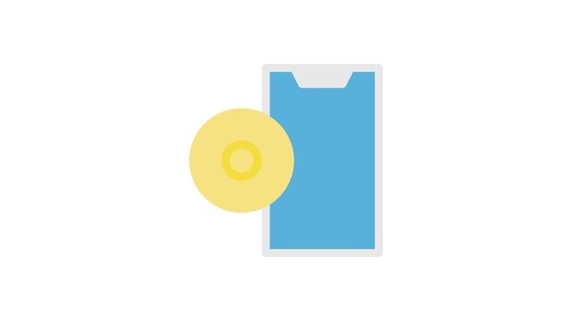llustration depicting the process of downloading and installing an Android media player application.