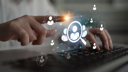 Concept of global talent acquisition and human resources. The process of headhunting and searching...