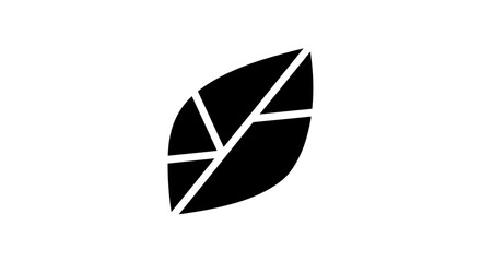 Black Leaf Icon with Geometric Pattern.