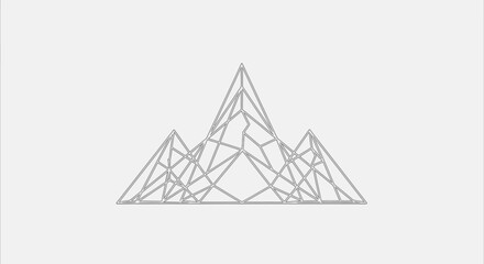 Geometric Wireframe Mountain Peaks Illustration.