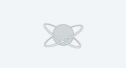 Simple Atom Icon with Orbital Rings.