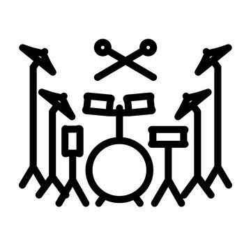 Drum Set Vector Line Icon Design