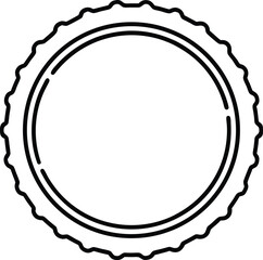 Beer bottle cap line art circular graphic with ridged edge