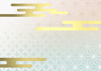 和柄 金色の雲の模様　背景 イラスト