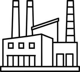 Factory building with smokestacks line art vector industrial