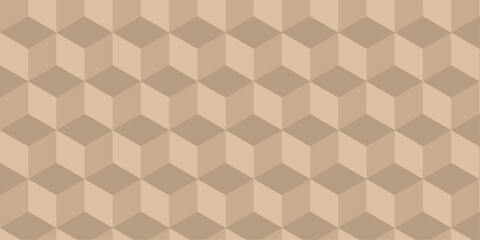 Obraz premium seamless overlap cube brown geometric pattern with triangles wallpaper. abstract structure element tile and mosaic paper repeating decoration background.