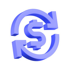 dollar exchange blue 3d rendering icon