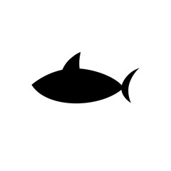 Shark silhouette illustration solid black shape