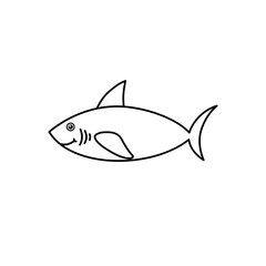 Shark outline cartoon illustration simple line art