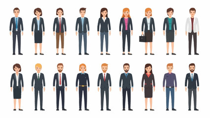 Diverse Business Professionals Standing in Professional Attire - Vector Illustration Set © aditya
