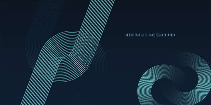 Dark blue abstract background with glowing circle lines. Geometric stripe line art design. Modern shiny blue diagonal rounded lines pattern. Futuristic technology concept. EPS 10Dark blue abstract bac