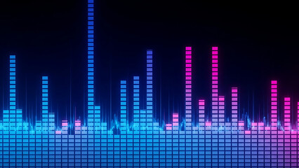 Colorful digital audio equalizer bars on grid background showing music sound visualization