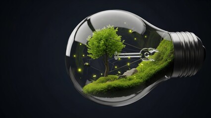 Sustainable Energy Concept with Green Tree.