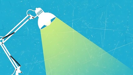 Illustration of a desk lamp shining a bright light against a textured blue background