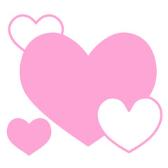 大小のハートが重なったシンプルな手描きイラストアイコン ピンク