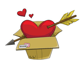 Love Delivered in a Box with Cupid's Arrow