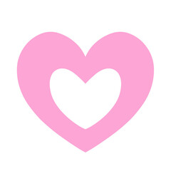 シンプルな2重のハート 手描きイラスト アイコン ピンク