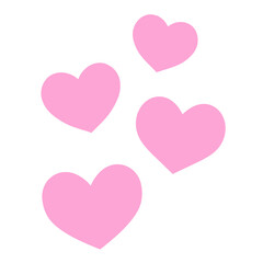 シンプルな4つのハート 手描きイラスト アイコン ピンク
