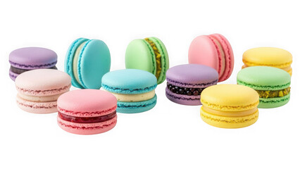 Obraz premium Assorted colorful macarons arranged in stacks