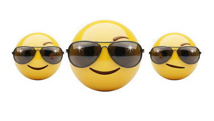 Three smiley faces with sunglasses