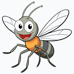 Cartoon bee character with big eyes and smiling face