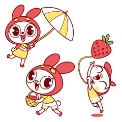 Cartoon character enjoying summer activities