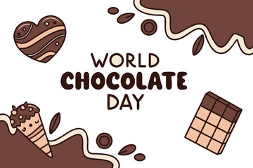 World chocolate day celebration poster with sweet illustrations