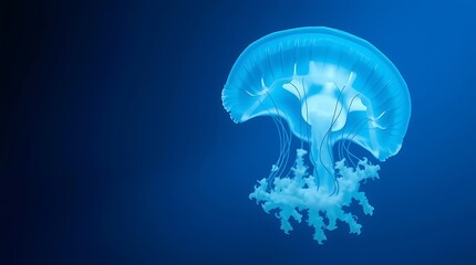 A captivating jellyfish gracefully drifting in the deep blue ocean with its translucent bell and tentacles