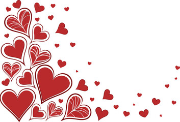 A beautiful and elegant red heart border design on a white background, perfect for valentine's day or romantic cards