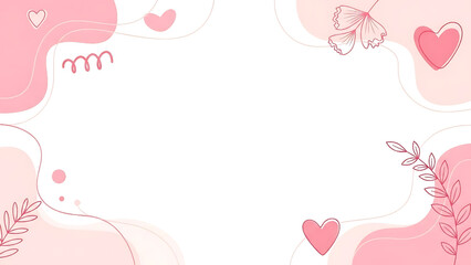 Fototapeta premium Soft Pink Love Background with Hearts and Floral Elements