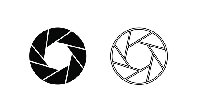 Camera aperture diagrams solid black and outline versions side by side