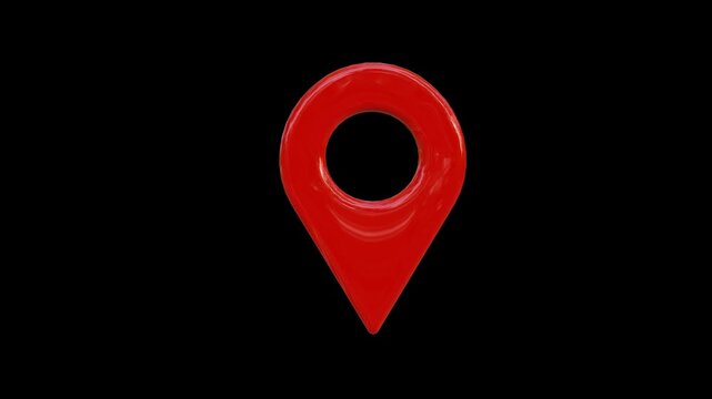 3D Location Green Screen Pin Icon Motion Graphics Animation with Alpha Channel. 4K Resolution